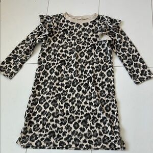 Crewcuts Black and White Flutter Sleeve Dress 12 leopard print